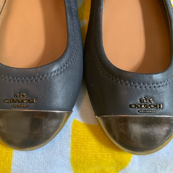 Coach Chelsea Matte Navy Blue & Gunmetal Flats - Picture 3 of 8